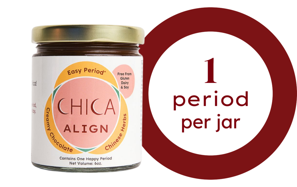 One jar of Chica Align next to text that says, "1 Period per Jar"