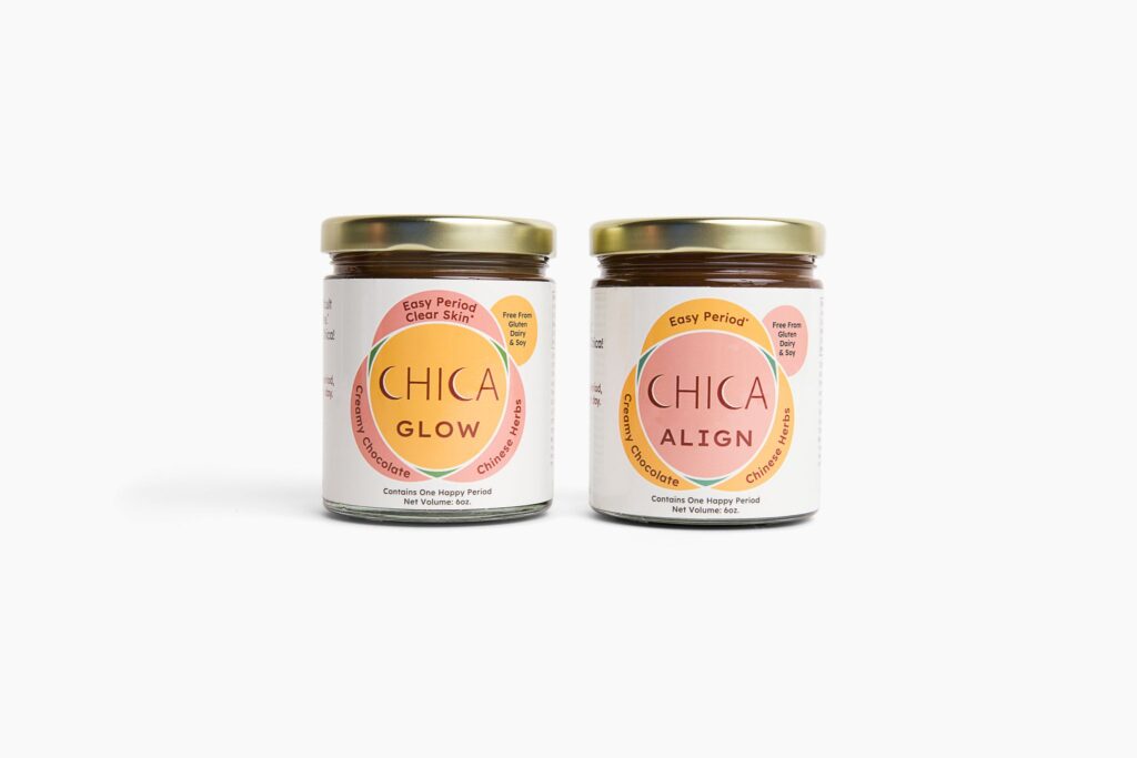 one jar of chica glow next to one jar of chica align